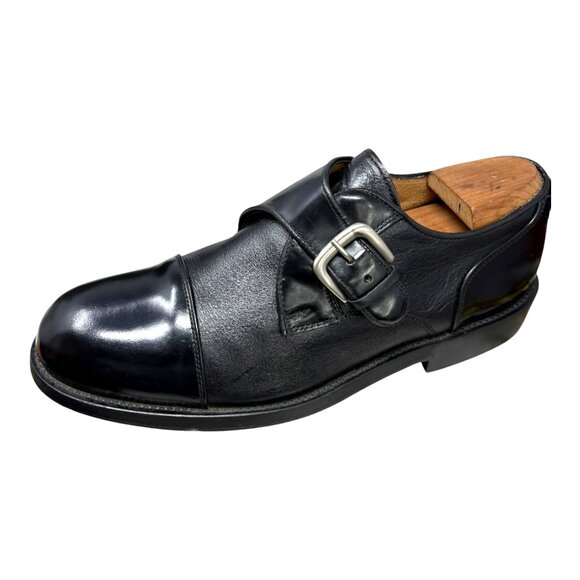 Bert Pulitzer Collectors Edn Black Leather Monk strap Cap-Toe Dress Shoes - Picture 4 of 10